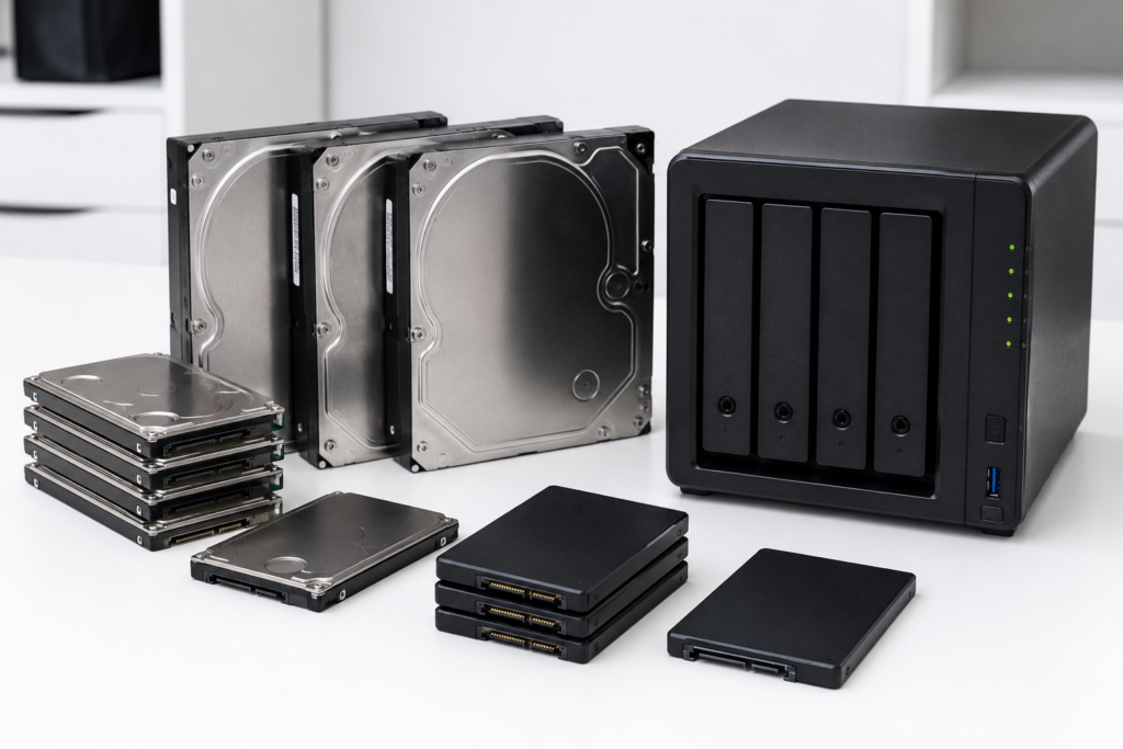 Hurda harddisk fiyatları için tasnif edilmiş 3,5 inç HDD, 2,5 inç disk ve SSD üniteleri